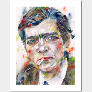 JULIO CORTAZAR watercolor portrait .1 Posters and Art